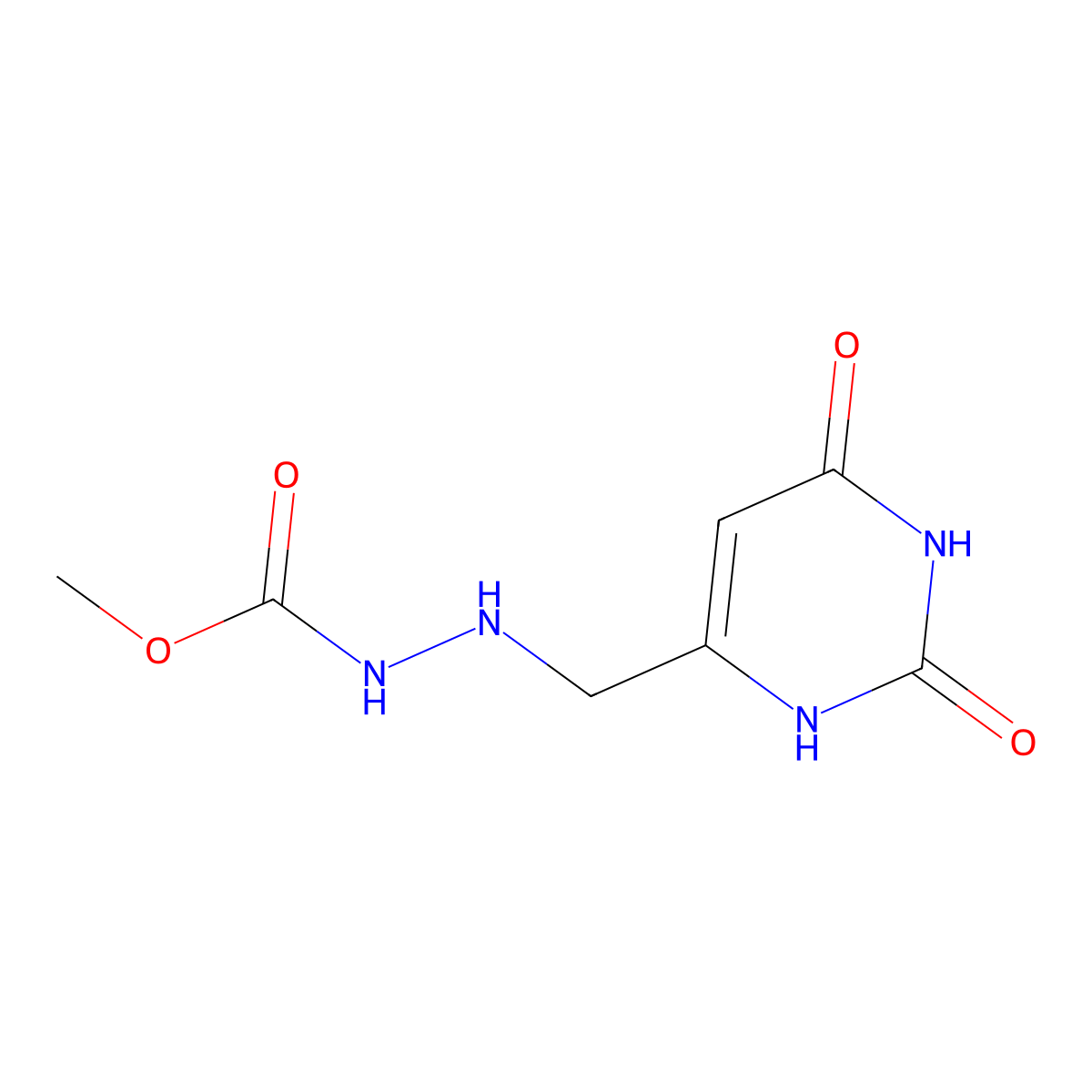 Methyl 2-((2,6-dioxo-1,2,3,6-tetrahydropyrimidin-4-yl)methyl)hydrazinecarboxylate molecular structure, CAS 353260-14-7