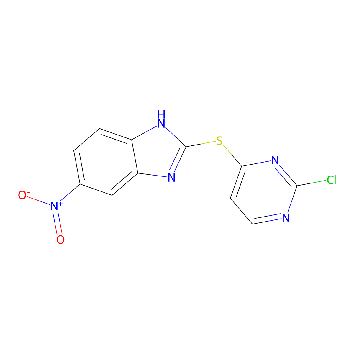 2-[(2-chloro-4-pyrimidinyl)sulfanyl]-5-nitro-1H-benzimidazole molecular structure, CAS 353260-38-5