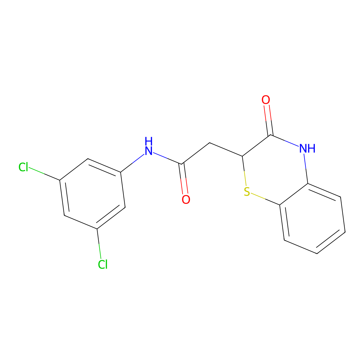 N-(3,5-dichlorophenyl)-2-(3-oxo-3,4-dihydro-2H-1,4-benzothiazin-2-yl)acetamide molecular structure, CAS 353261-55-9