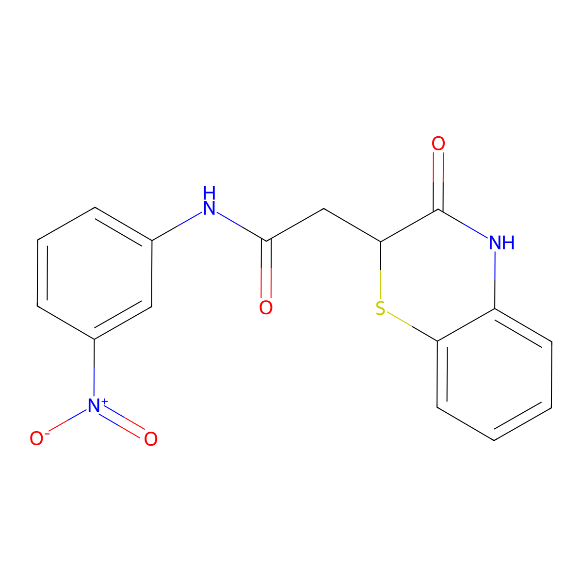 N-(3-nitrophenyl)-2-(3-oxo-3,4-dihydro-2H-1,4-benzothiazin-2-yl)acetamide molecular structure, CAS 353261-57-1