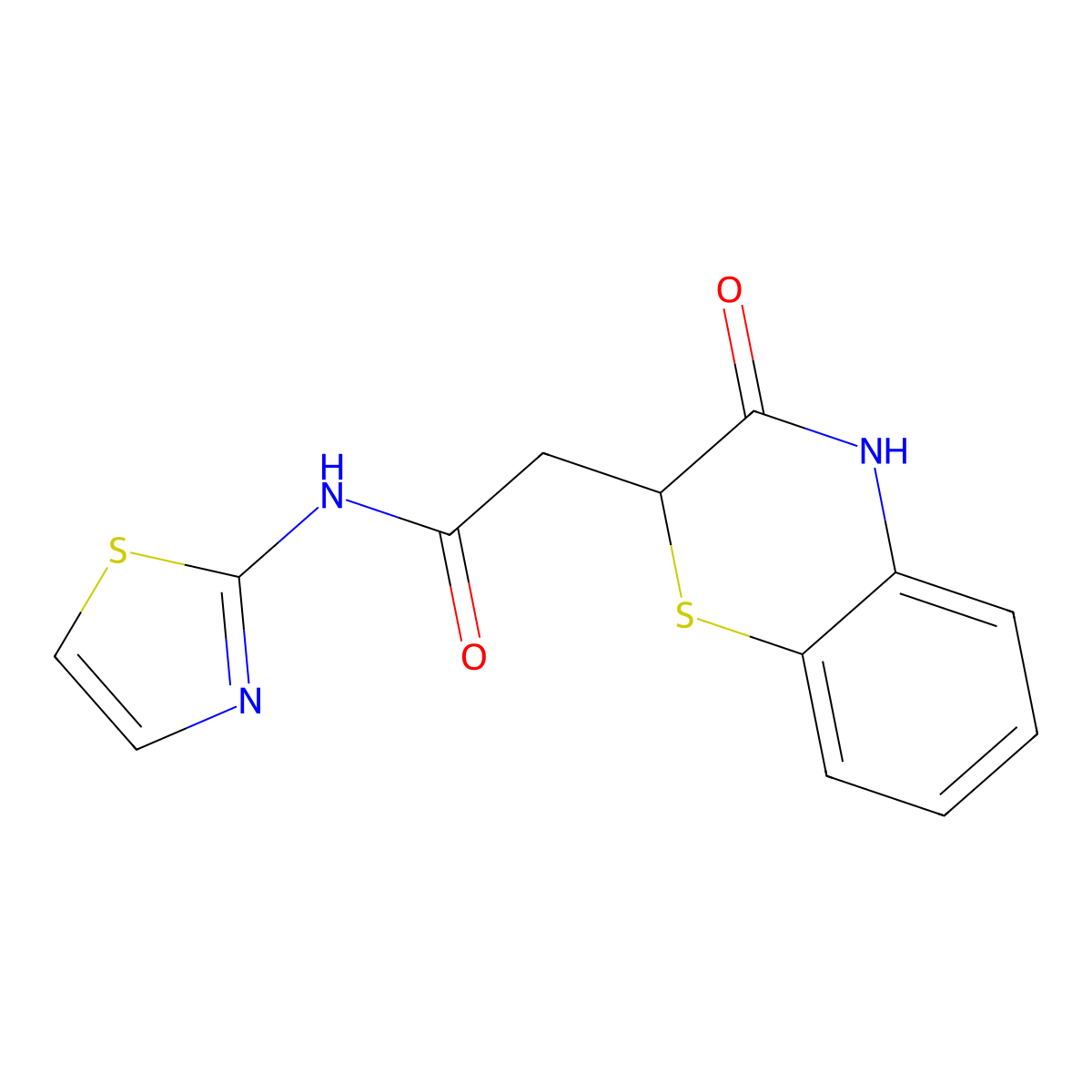 2-(3-oxo-3,4-dihydro-2H-1,4-benzothiazin-2-yl)-N-(1,3-thiazol-2-yl)acetamide molecular structure, CAS 353261-61-7