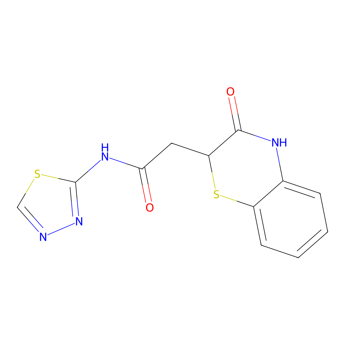 2-(3-oxo-3,4-dihydro-2H-1,4-benzothiazin-2-yl)-N-(1,3,4-thiadiazol-2-yl)acetamide molecular structure, CAS 353261-63-9