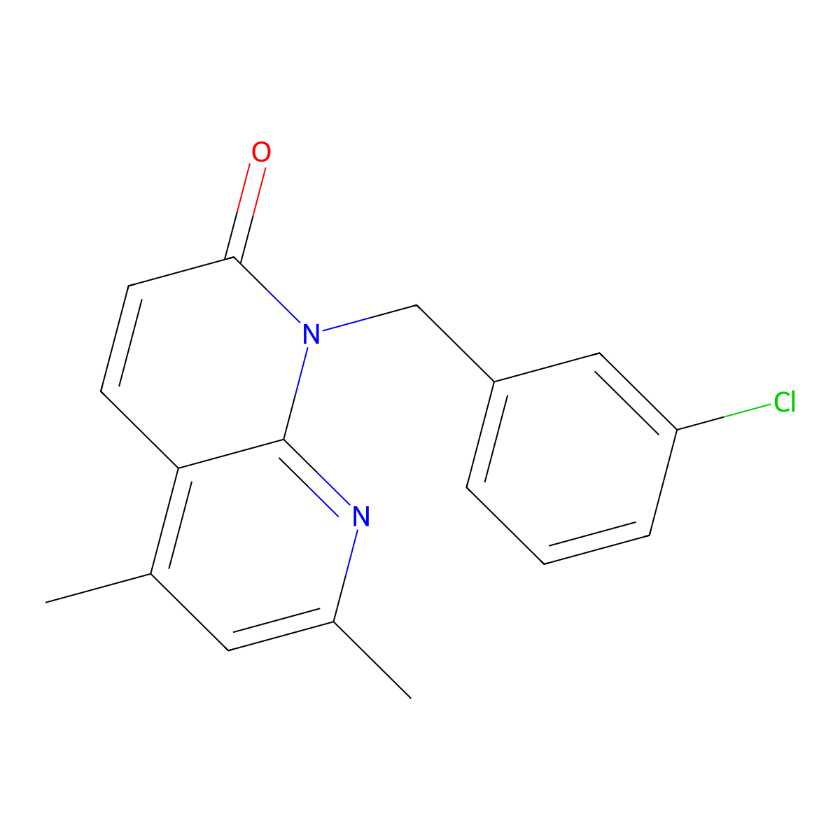 1-(3-chlorobenzyl)-5,7-dimethyl[1,8]naphthyridin-2(1H)-one molecular structure, CAS 353262-05-2