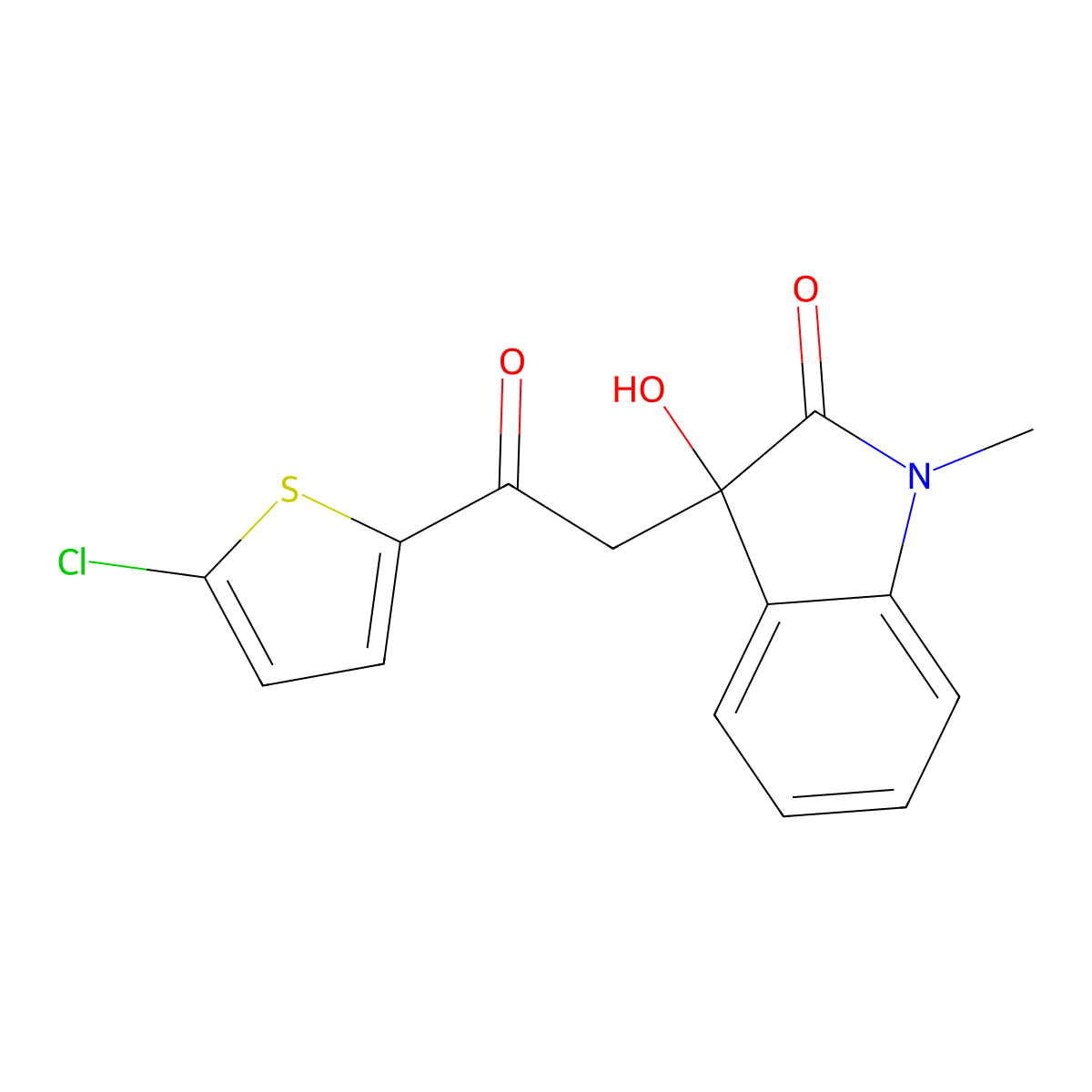 3-[2-(5-Chlorothiophen-2-yl)-2-oxoethyl]-3-hydroxy-1-methylindol-2-one molecular structure, CAS 353263-17-9