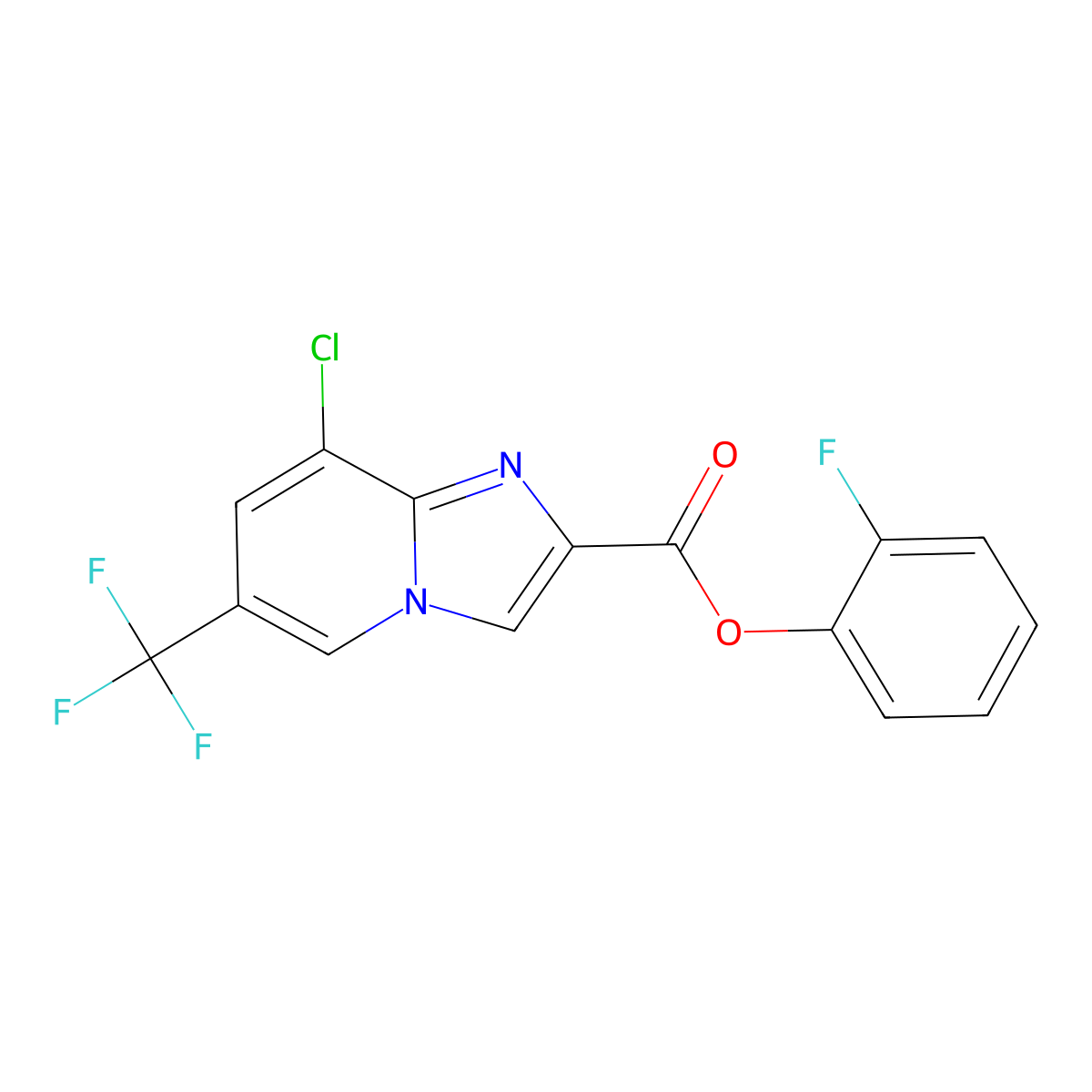 2-Fluorophenyl 8-chloro-6-(trifluoromethyl)imidazo[1,2-a]pyridine-2-carboxylate molecular structure, CAS 353266-29-2
