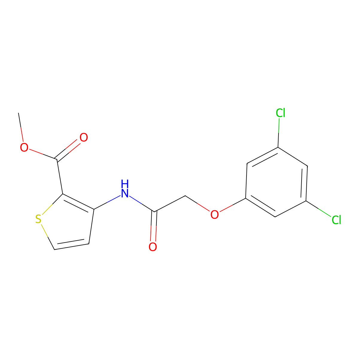 Methyl 3-[[2-(3,5-dichlorophenoxy)acetyl]amino]thiophene-2-carboxylate molecular structure, CAS 353266-56-5