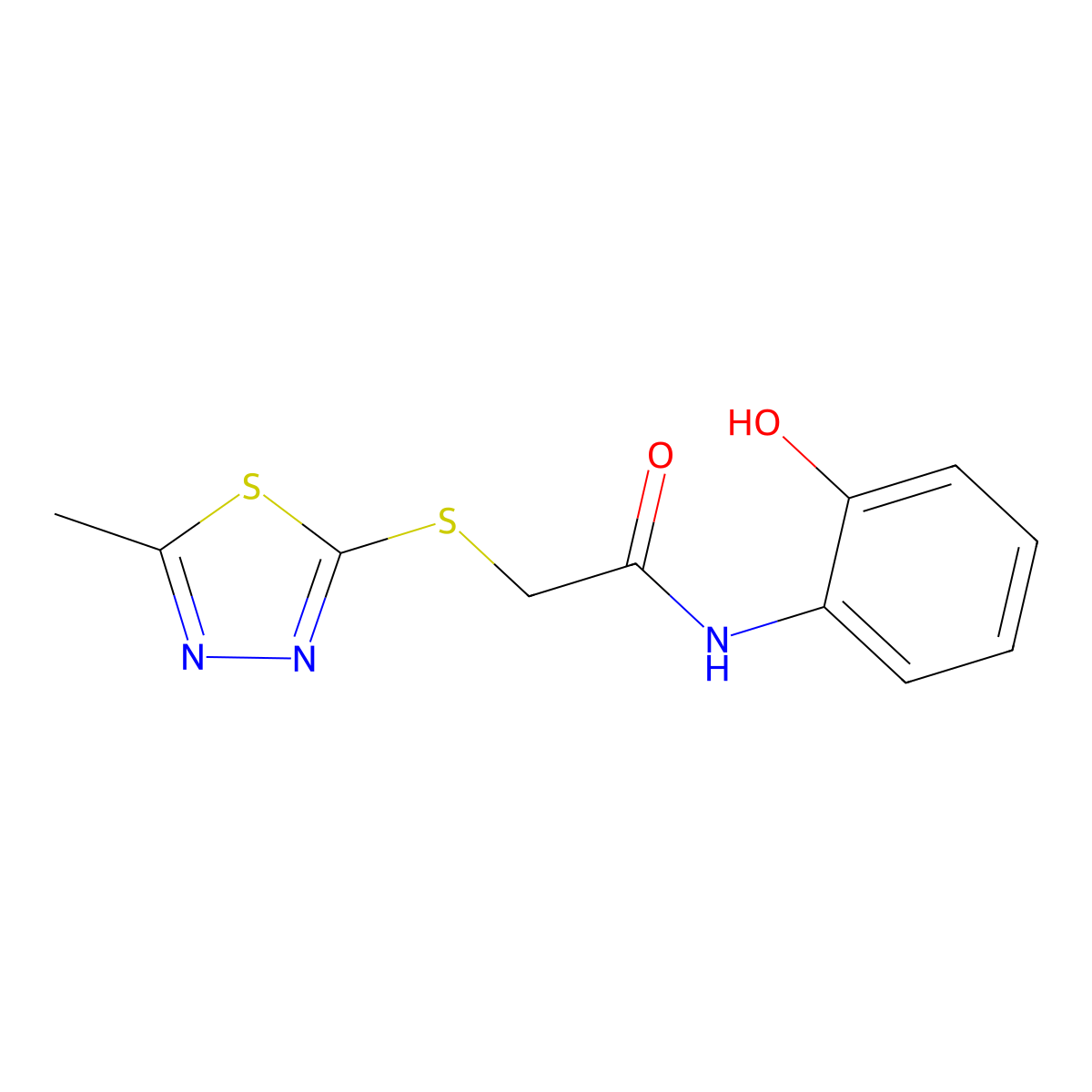 N-(2-hydroxyphenyl)-2-[(5-methyl-1,3,4-thiadiazol-2-yl)sulfanyl]acetamide molecular structure, CAS 353267-21-7