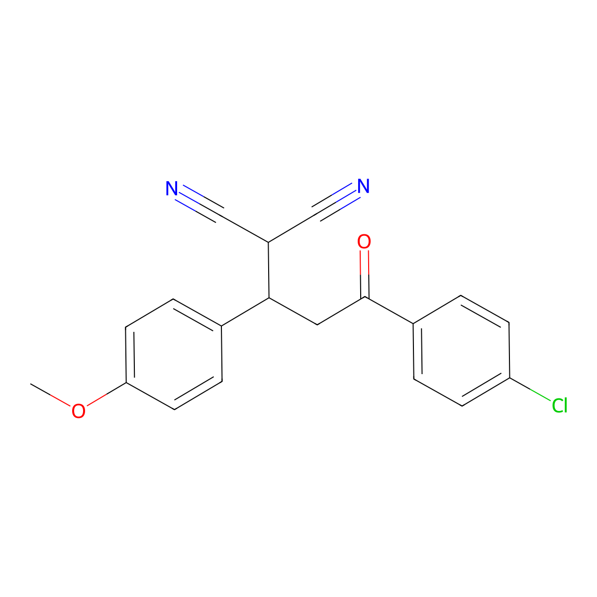 2-(3-(4-Chlorophenyl)-1-(4-methoxyphenyl)-3-oxopropyl)malononitrile molecular structure, CAS 353267-33-1