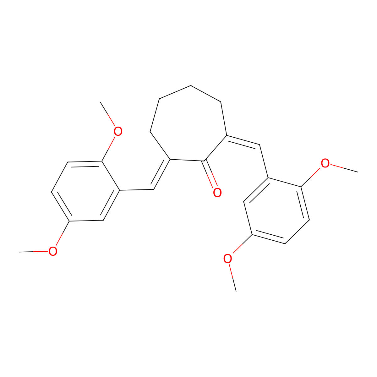 2,7-Bis[(2,5-dimethoxyphenyl)methylidene]cycloheptan-1-one molecular structure, CAS 353267-34-2