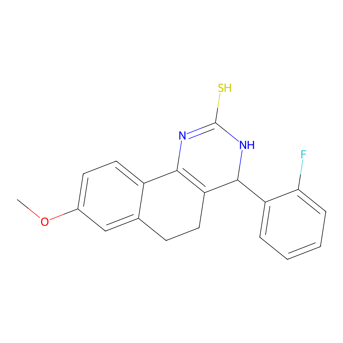 4-(2-fluorophenyl)-8-methoxy-3,4,5,6-tetrahydrobenzo[h]quinazoline-2(1H)-thione molecular structure, CAS 353268-05-0