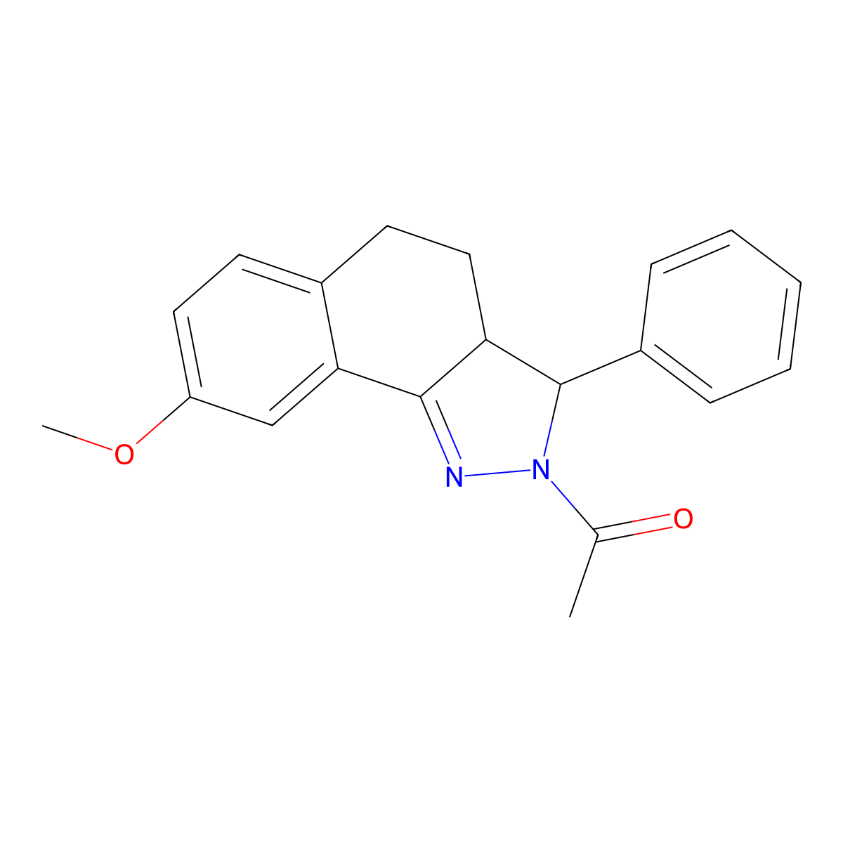 2-acetyl-8-methoxy-3-phenyl-3,3a,4,5-tetrahydro-2H-benzo[g]indazole molecular structure, CAS 353268-12-9