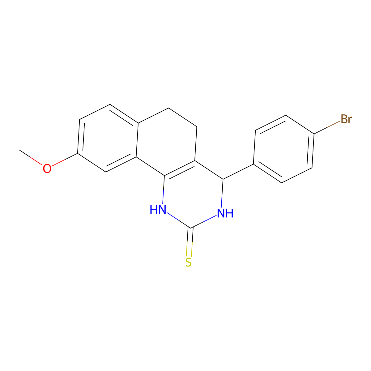4-(4-bromophenyl)-9-methoxy-3,4,5,6-tetrahydrobenzo[h]quinazoline-2(1H)-thione molecular structure, CAS 353268-39-0
