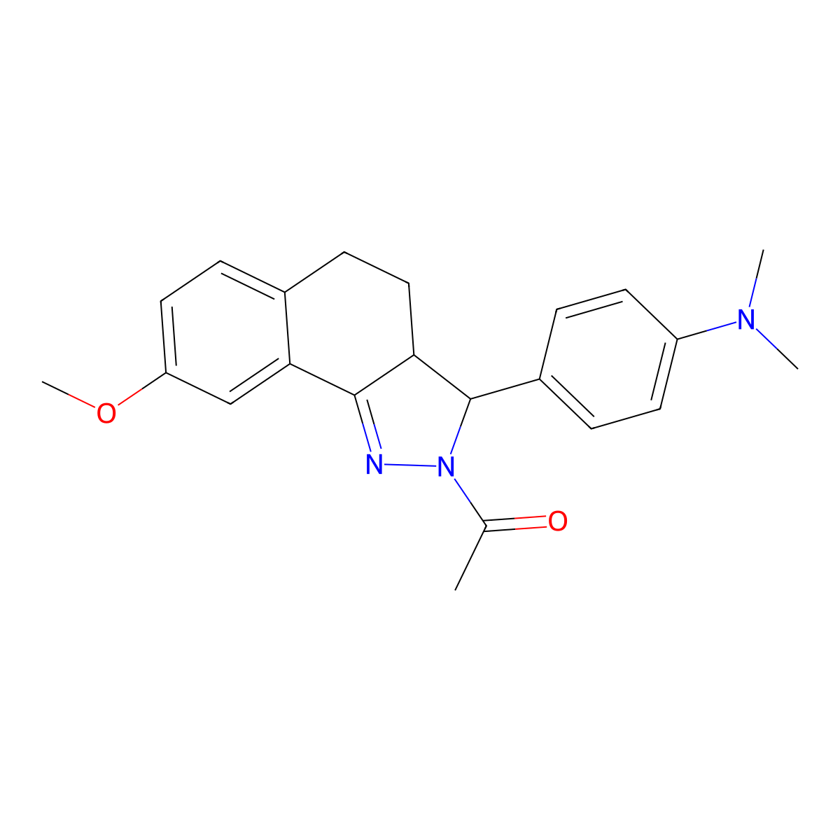 N-[4-(2-acetyl-8-methoxy-3,3a,4,5-tetrahydro-2H-benzo[g]indazol-3-yl)phenyl]-N,N-dimethylamine molecular structure, CAS 353268-43-6