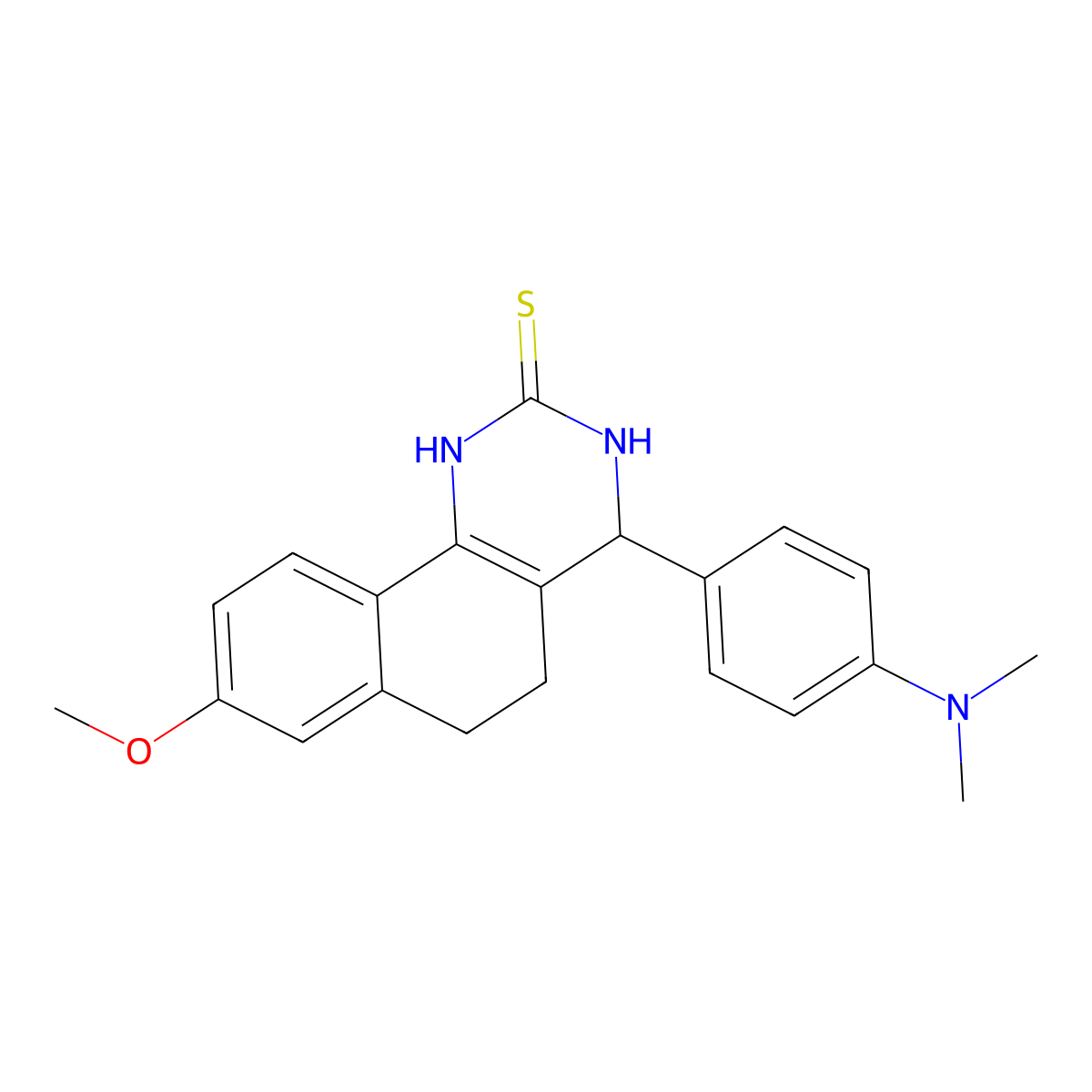 4-[4-(dimethylamino)phenyl]-8-methoxy-3,4,5,6-tetrahydrobenzo[h]quinazoline-2(1H)-thione molecular structure, CAS 353268-44-7