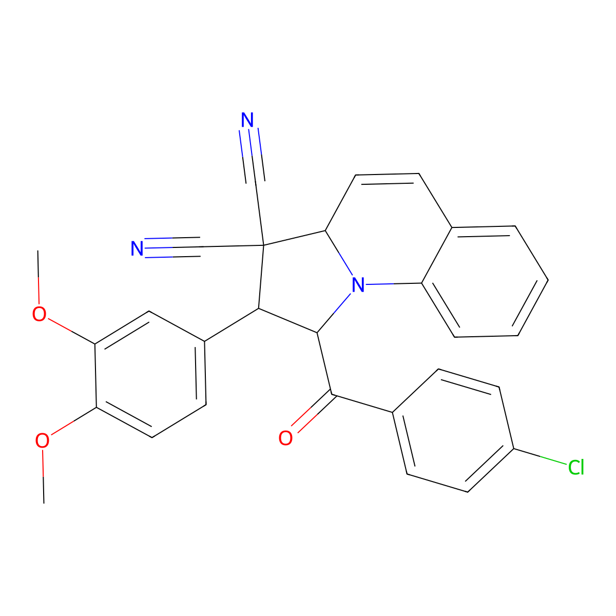 1-(4-chlorobenzoyl)-2-(3,4-dimethoxyphenyl)-2,3a-dihydro-1H-pyrrolo[1,2-a]quinoline-3,3-dicarbonitrile molecular structure, CAS 353271-48-4