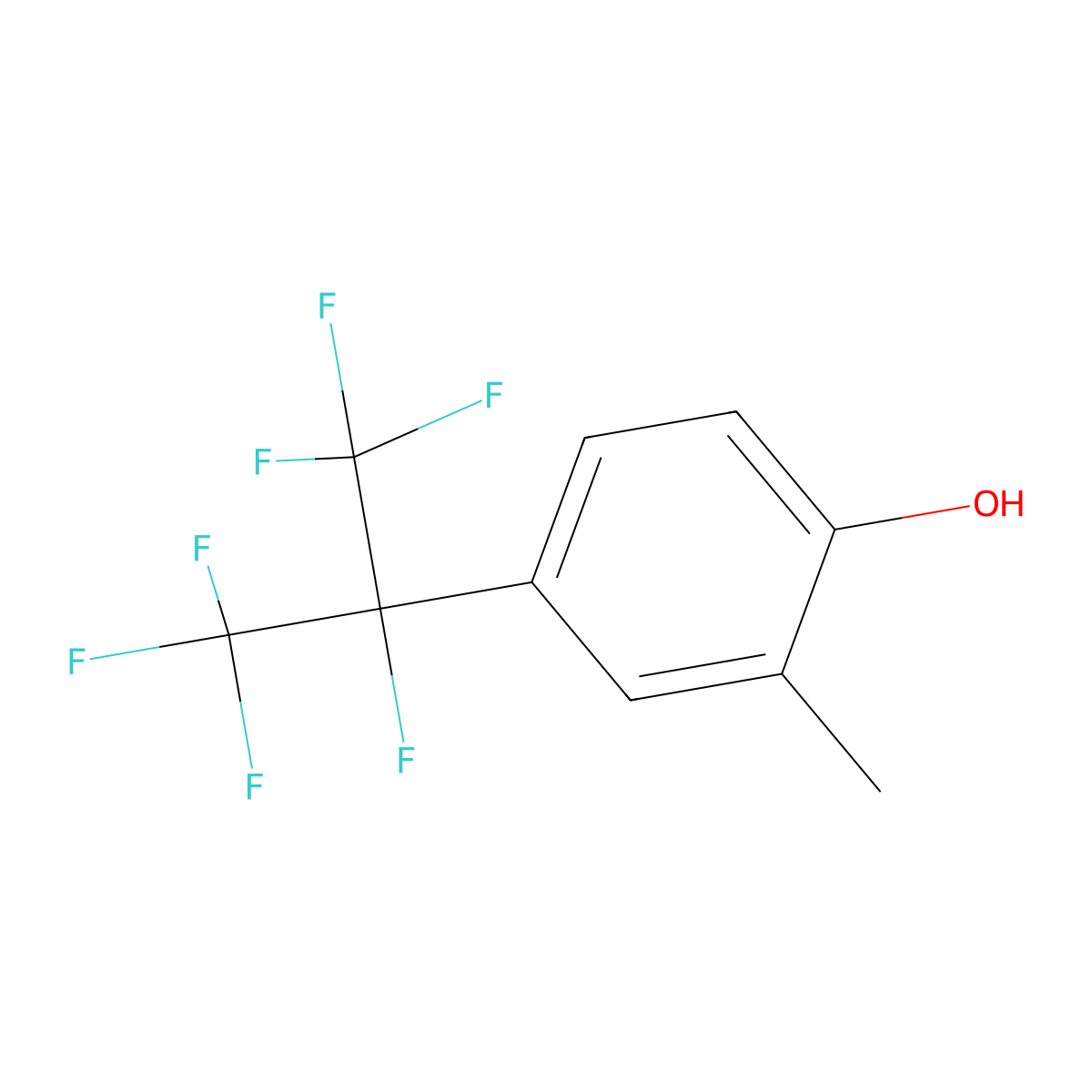 4-(1,1,1,2,3,3,3-Heptafluoropropan-2-yl)-2-methylphenol molecular structure, CAS 353273-04-8