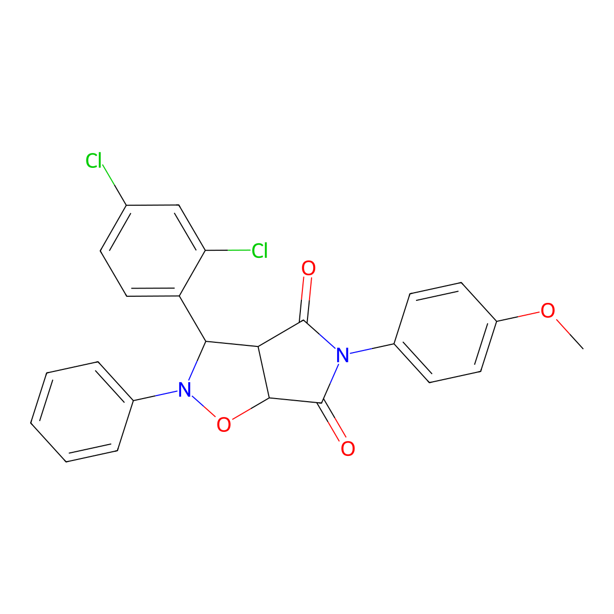 3-(2,4-dichlorophenyl)-5-(4-methoxyphenyl)-2-phenyl-hexahydro-2H-pyrrolo[3,4-d][1,2]oxazole-4,6-dione molecular structure, CAS 353273-78-6