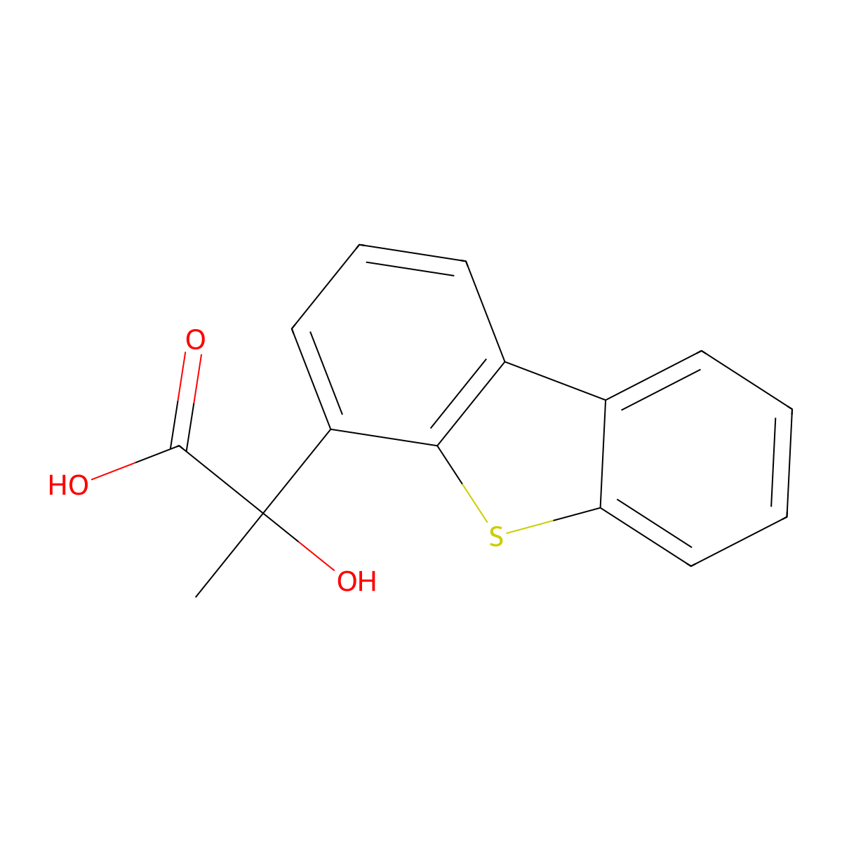 2-Dibenzothiophen-4-yl-2-hydroxypropanoic acid molecular structure, CAS 353275-66-8