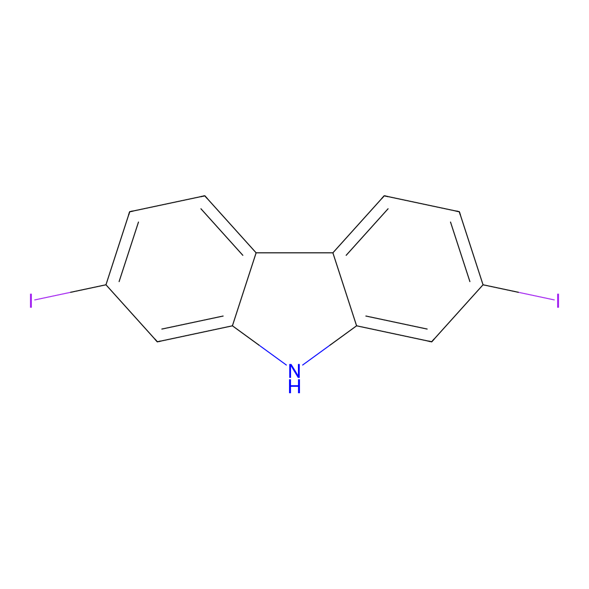 2,7-Diiodo-9H-carbazole molecular structure, CAS 353276-21-8