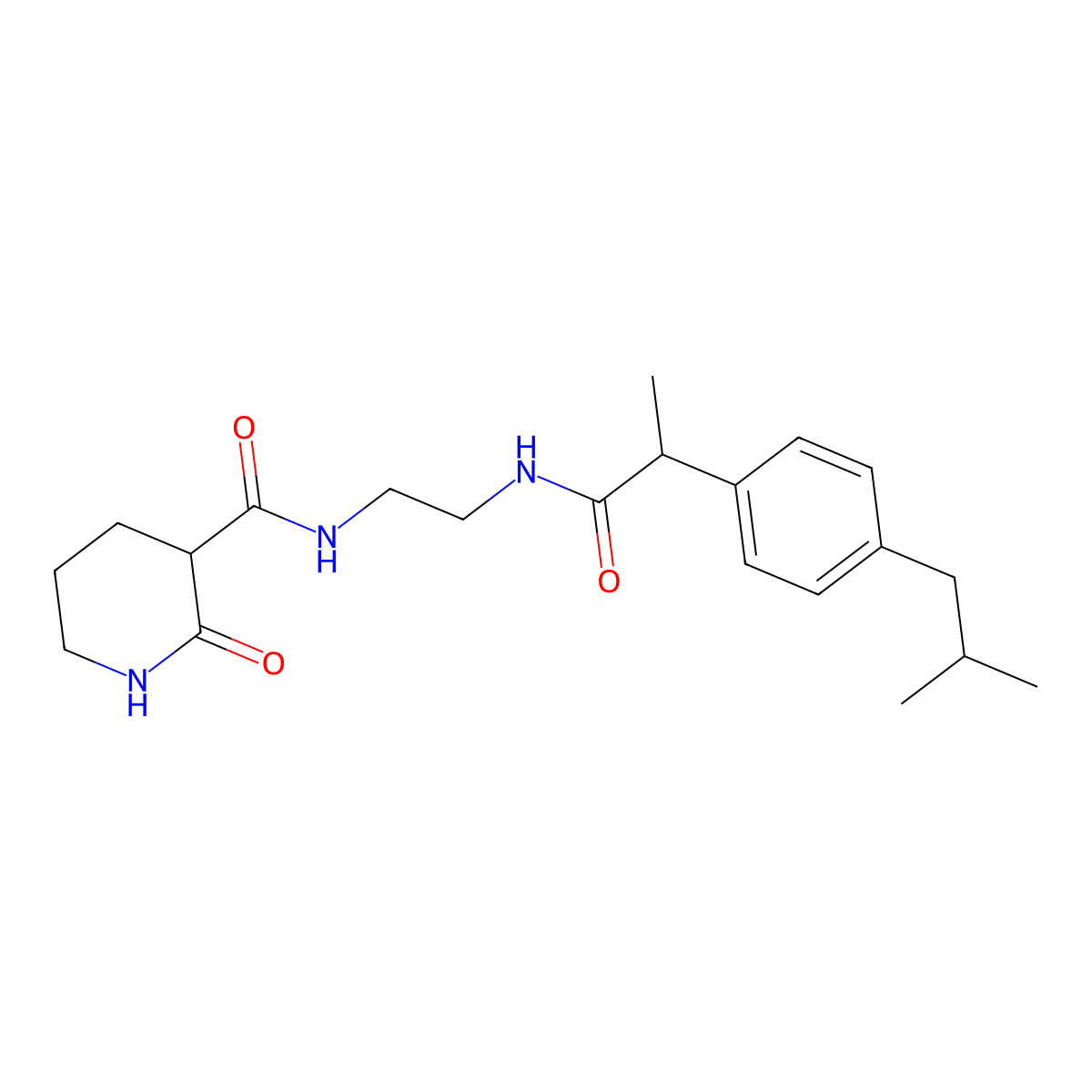 N-[2-[2-[4-(2-methylpropyl)phenyl]propanoylamino]ethyl]-2-oxopiperidine-3-carboxamide molecular structure, CAS 353276-29-6