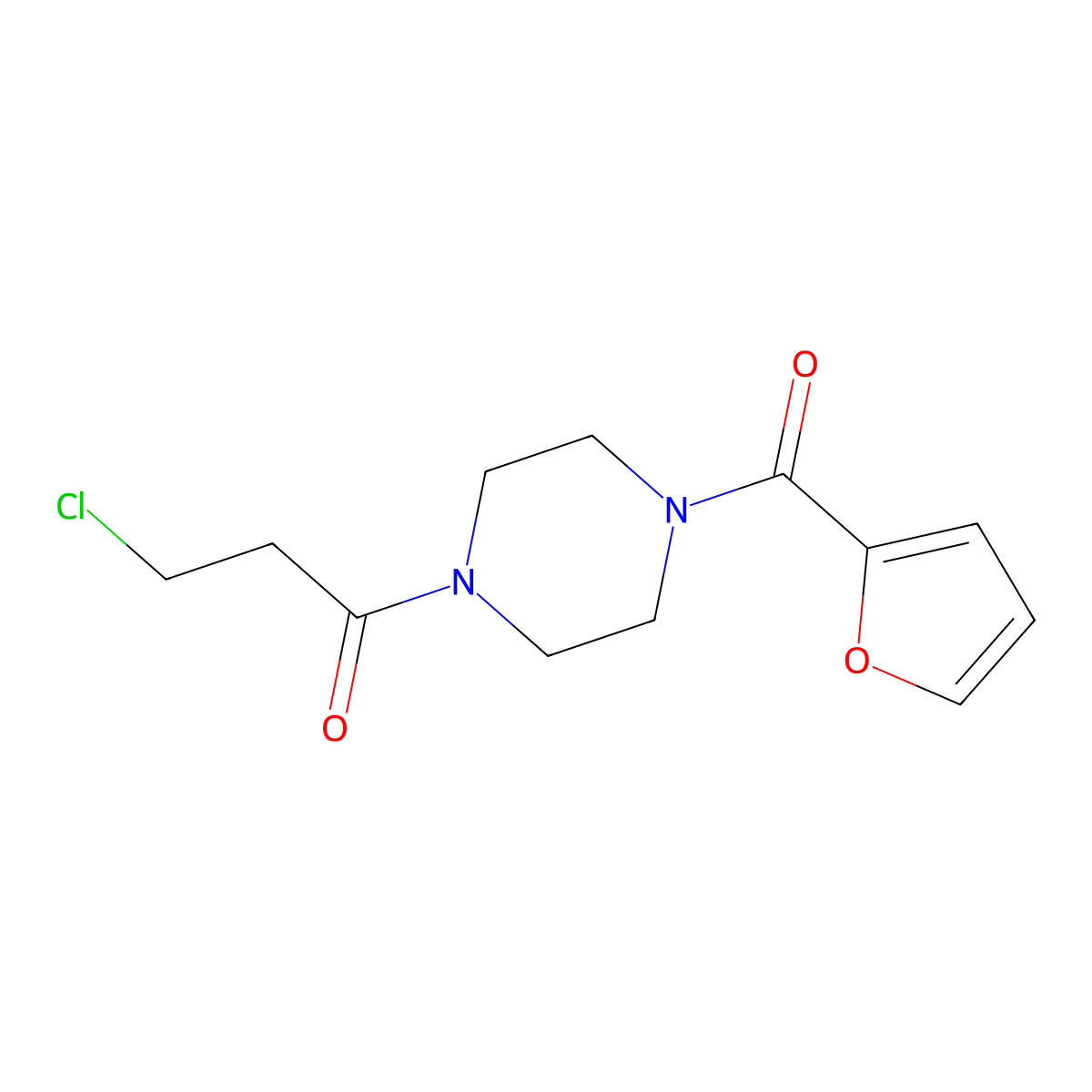 1-(3-Chloropropanoyl)-4-(2-furoyl)piperazine molecular structure, CAS 353276-35-4