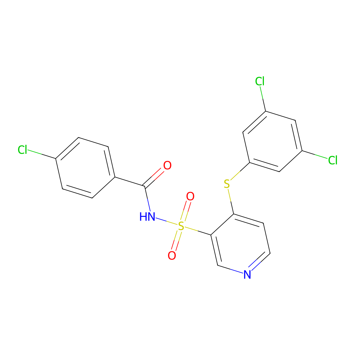 N-(4-chlorobenzoyl)-4-[(3,5-dichlorophenyl)sulfanyl]-3-pyridinesulfonamide molecular structure, CAS 353276-80-9