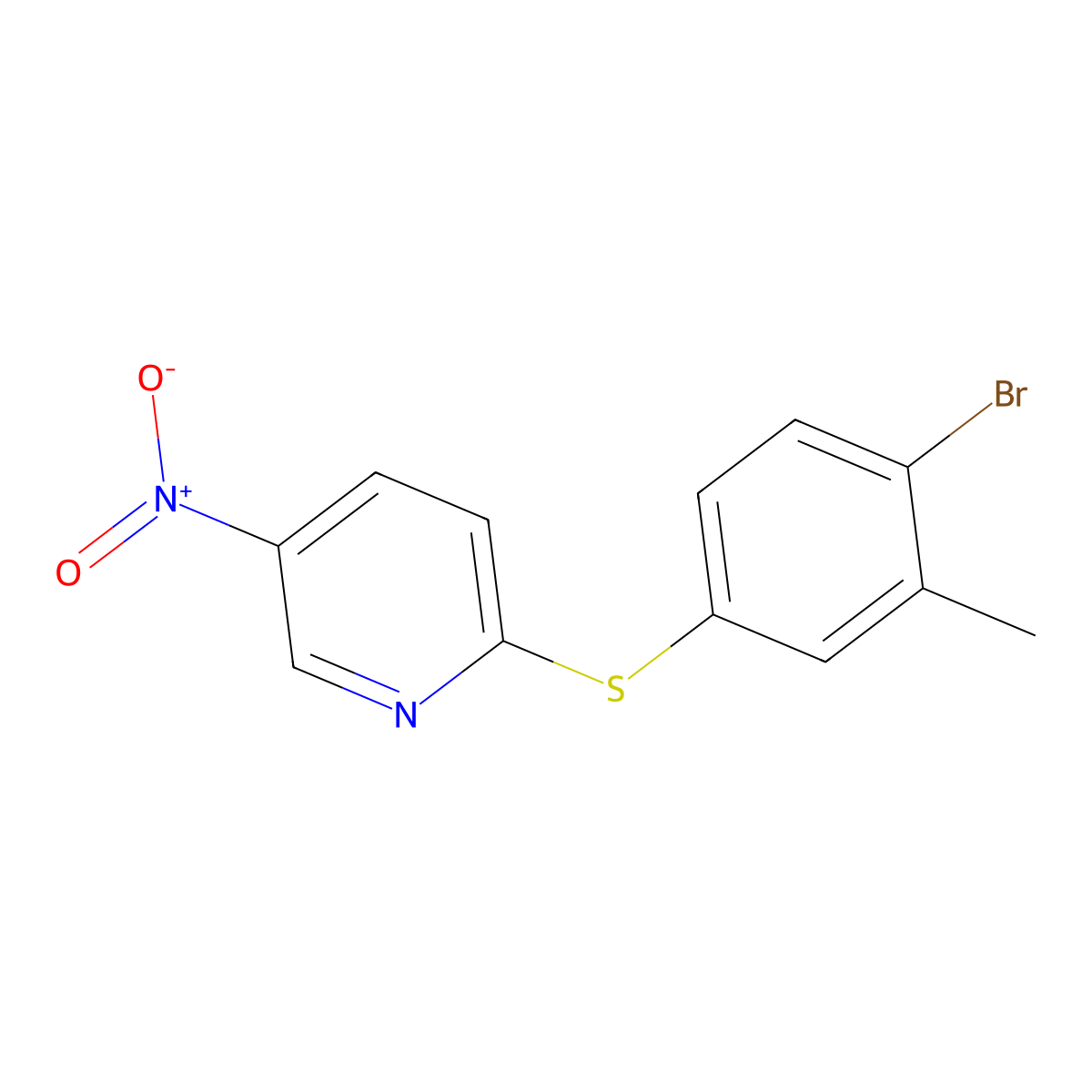 2-[(4-Bromo-3-methylphenyl)sulfanyl]-5-nitropyridine molecular structure, CAS 353277-53-9