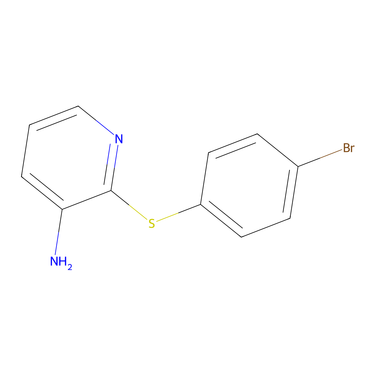 2-[(4-Bromophenyl)sulphanyl]pyridin-3-amine molecular structure, CAS 353277-66-4