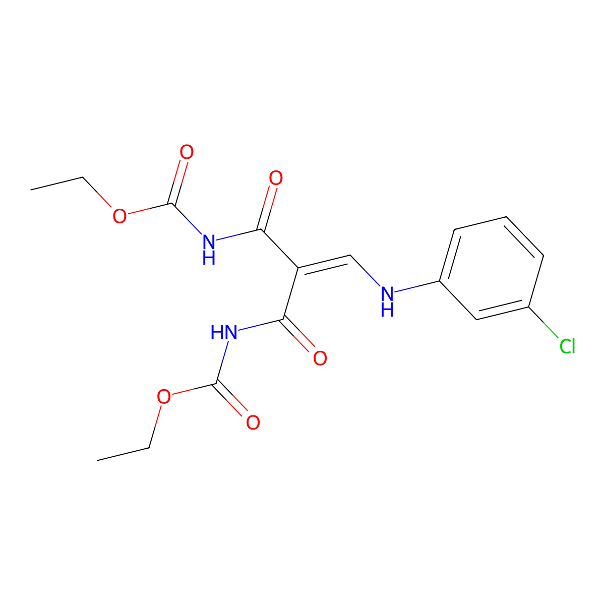 Ethyl 3-(3-chloroanilino)-2-{[(ethoxycarbonyl)amino]carbonyl}acryloylcarbamate molecular structure, CAS 353278-01-0
