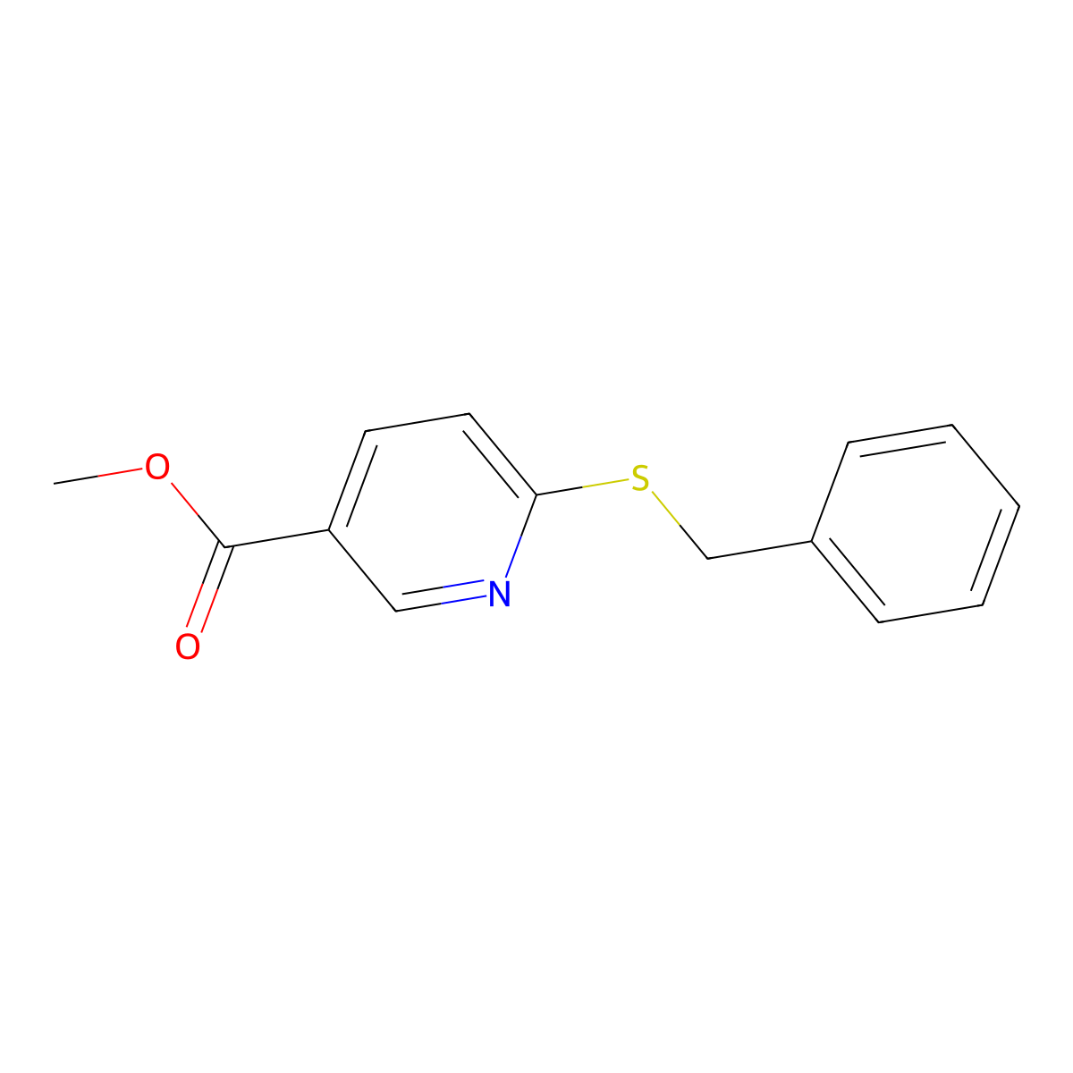 Methyl 6-(benzylsulfanyl)nicotinate molecular structure, CAS 353279-11-5