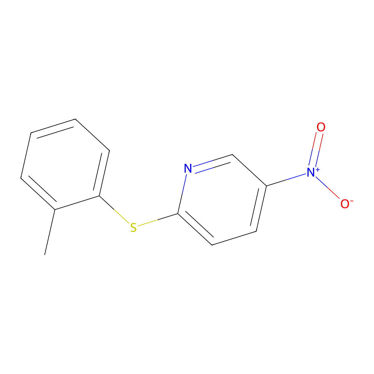 5-Nitro-2-[(2-methylphenyl)sulfanyl]pyridine molecular structure, CAS 353279-35-3