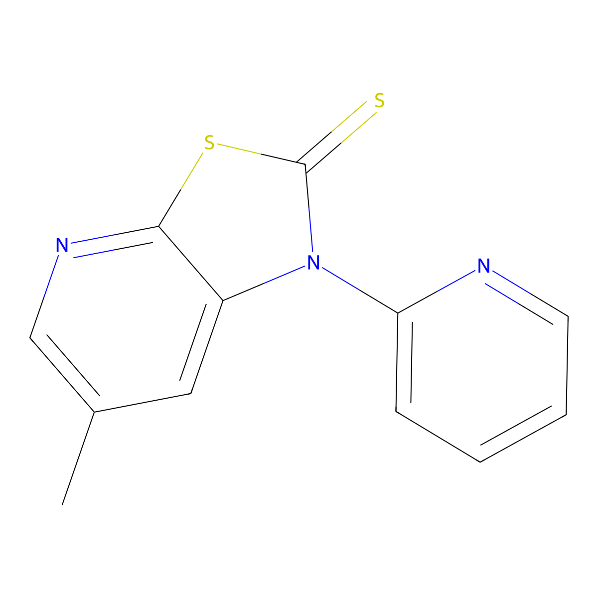6-methyl-1-(2-pyridinyl)[1,3]thiazolo[5,4-b]pyridine-2(1H)-thione molecular structure, CAS 353280-93-0