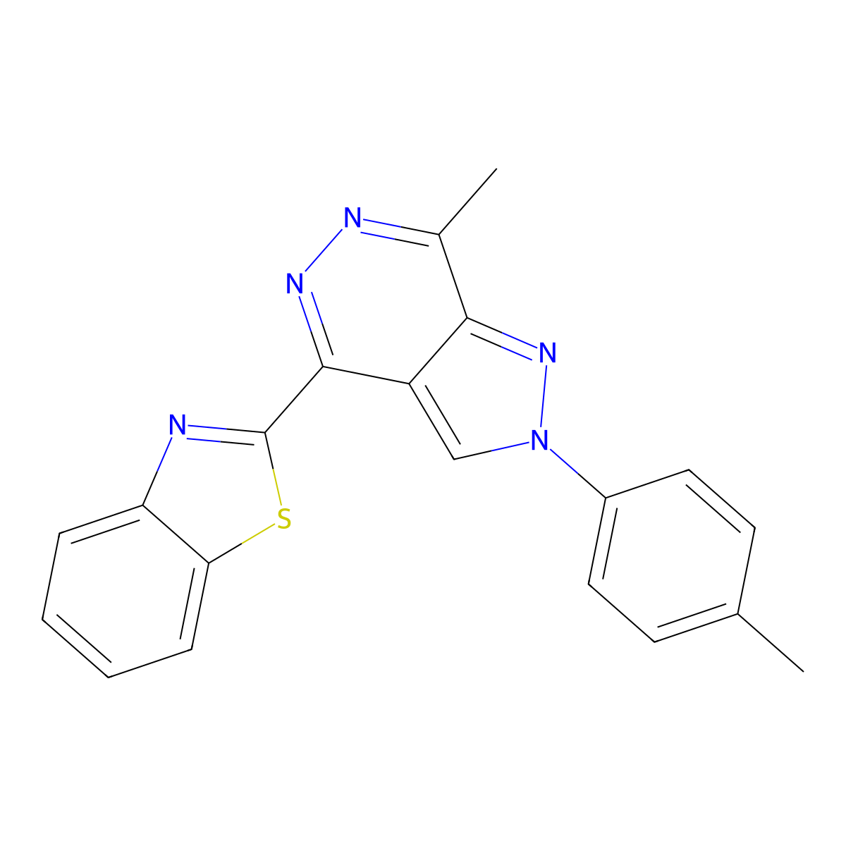 4-(2-Benzothiazolyl)-7-methyl-2-(4-methylphenyl)-2H-pyrazolo[3,4-d]pyridazine molecular structure, CAS 353284-19-2