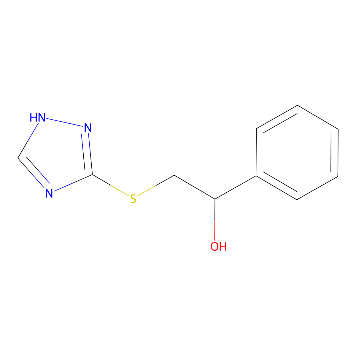 1-phenyl-2-(1H-1,2,4-triazol-5-ylsulfanyl)ethan-1-ol molecular structure, CAS 353286-55-2