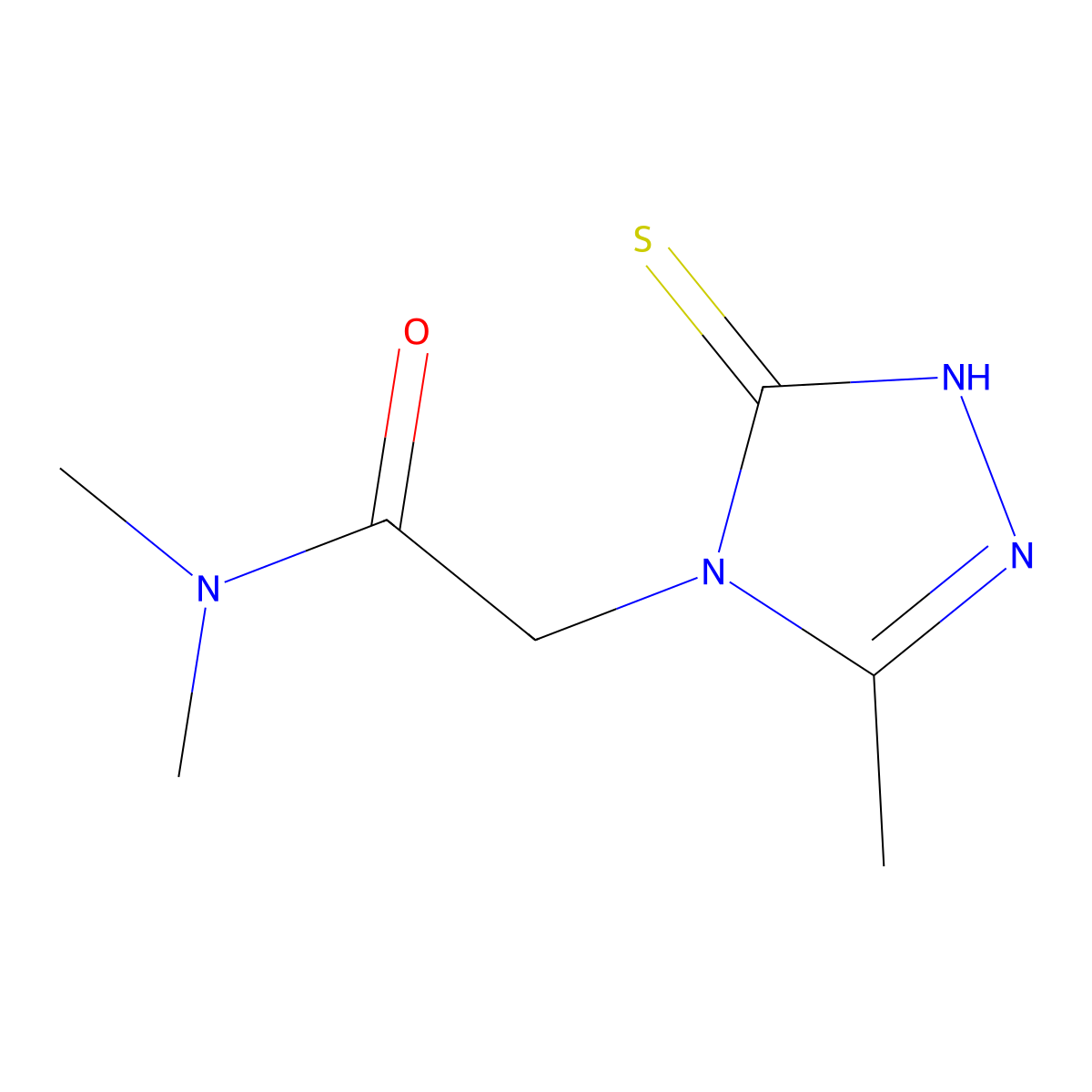 N,N-dimethyl-2-(3-methyl-5-sulfanyl-4H-1,2,4-triazol-4-yl)acetamide molecular structure, CAS 353286-93-8