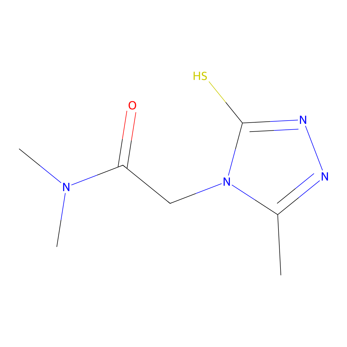 N,N-dimethyl-2-(3-methyl-5-sulfanyl-4H-1,2,4-triazol-4-yl)acetamide molecular structure, CAS 353286-93-8