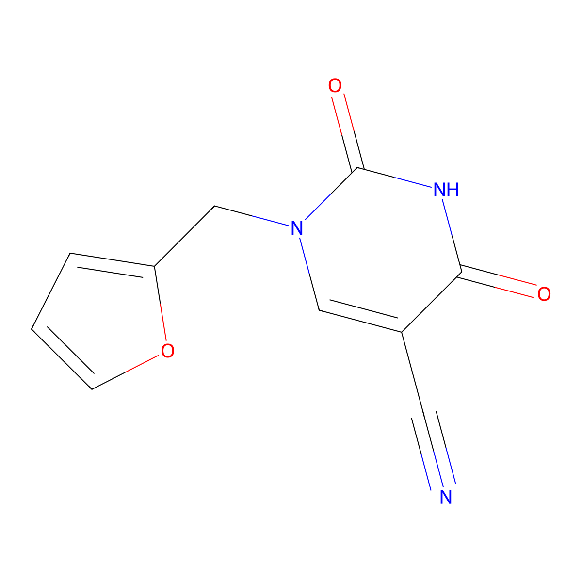 1-(Furan-2-ylmethyl)-2,4-dioxo-1,2,3,4-tetrahydropyrimidine-5-carbonitrile molecular structure, CAS 353287-22-6