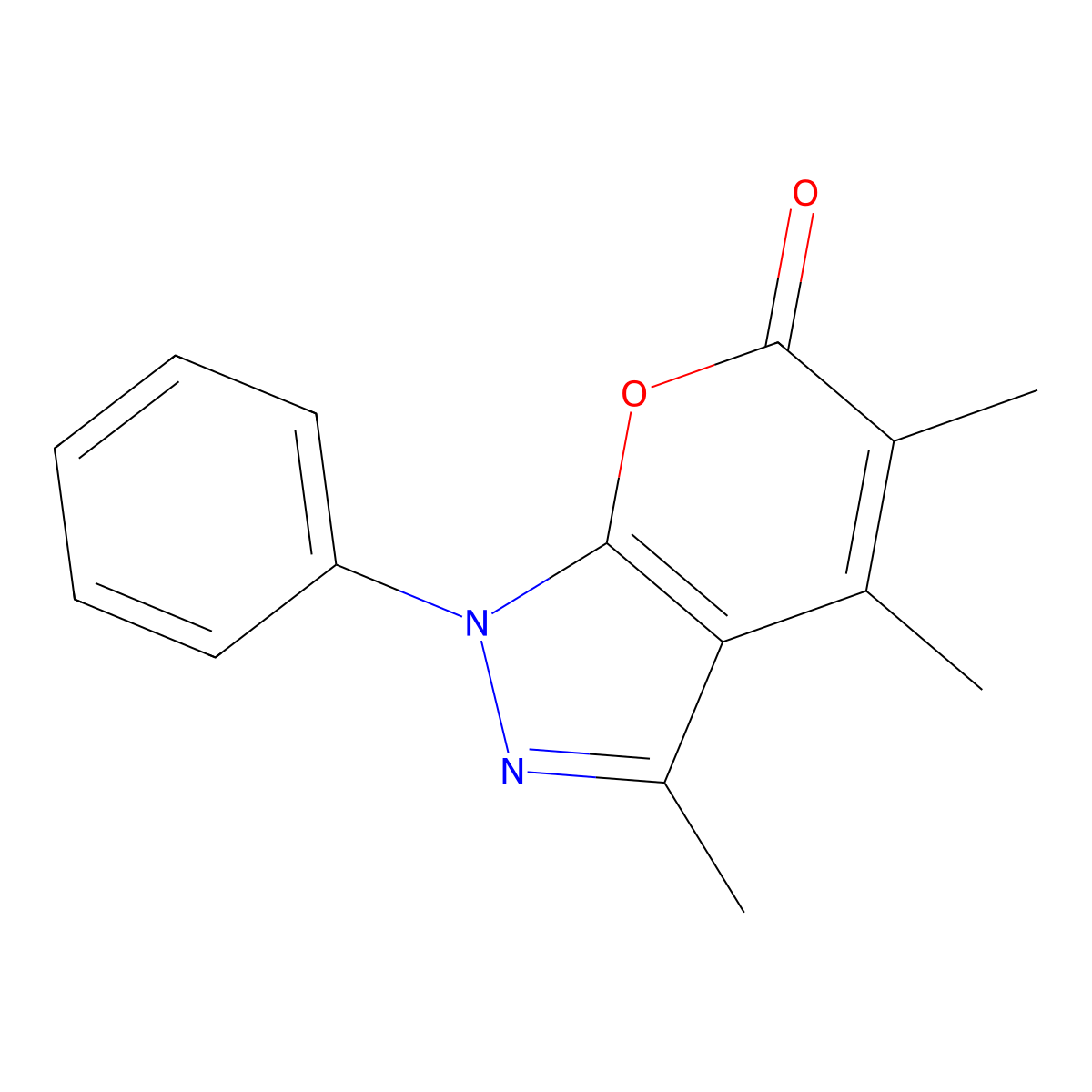 3,4,5-Trimethyl-1-phenylpyrano[2,3-c]pyrazol-6(1H)-one molecular structure, CAS 353287-46-4