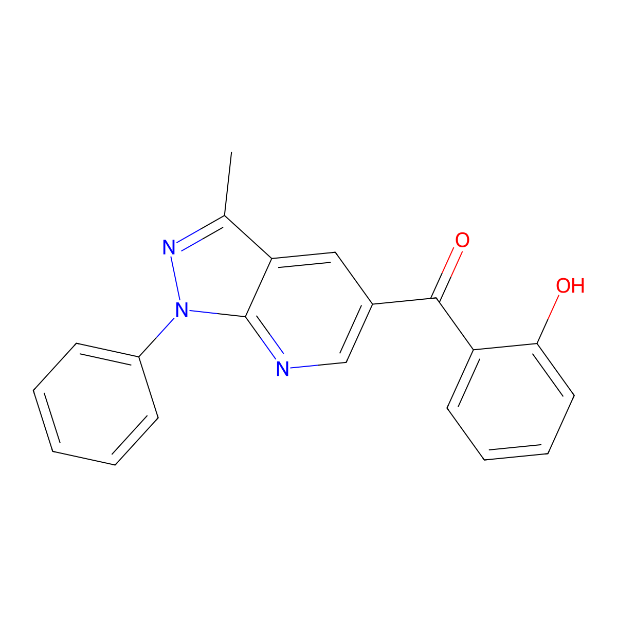 (2-hydroxyphenyl)(3-methyl-1-phenyl-1H-pyrazolo[3,4-b]pyridin-5-yl)methanone molecular structure, CAS 353287-66-8