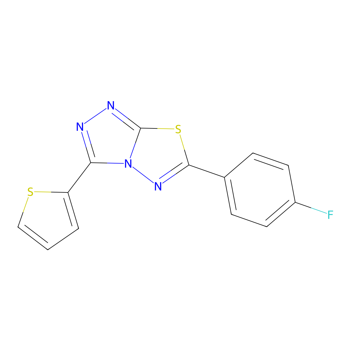 6-(4-Fluorophenyl)-3-(2-thienyl)[1,2,4]triazolo[3,4-b][1,3,4]thiadiazole molecular structure, CAS 353287-67-9