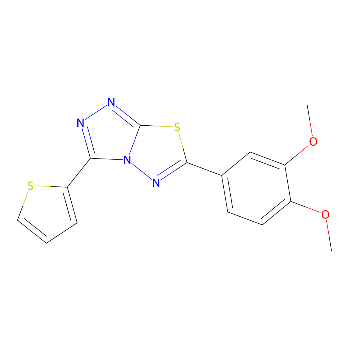 6-(3,4-Dimethoxyphenyl)-3-(2-thienyl)[1,2,4]triazolo[3,4-b][1,3,4]thiadiazole molecular structure, CAS 353287-72-6