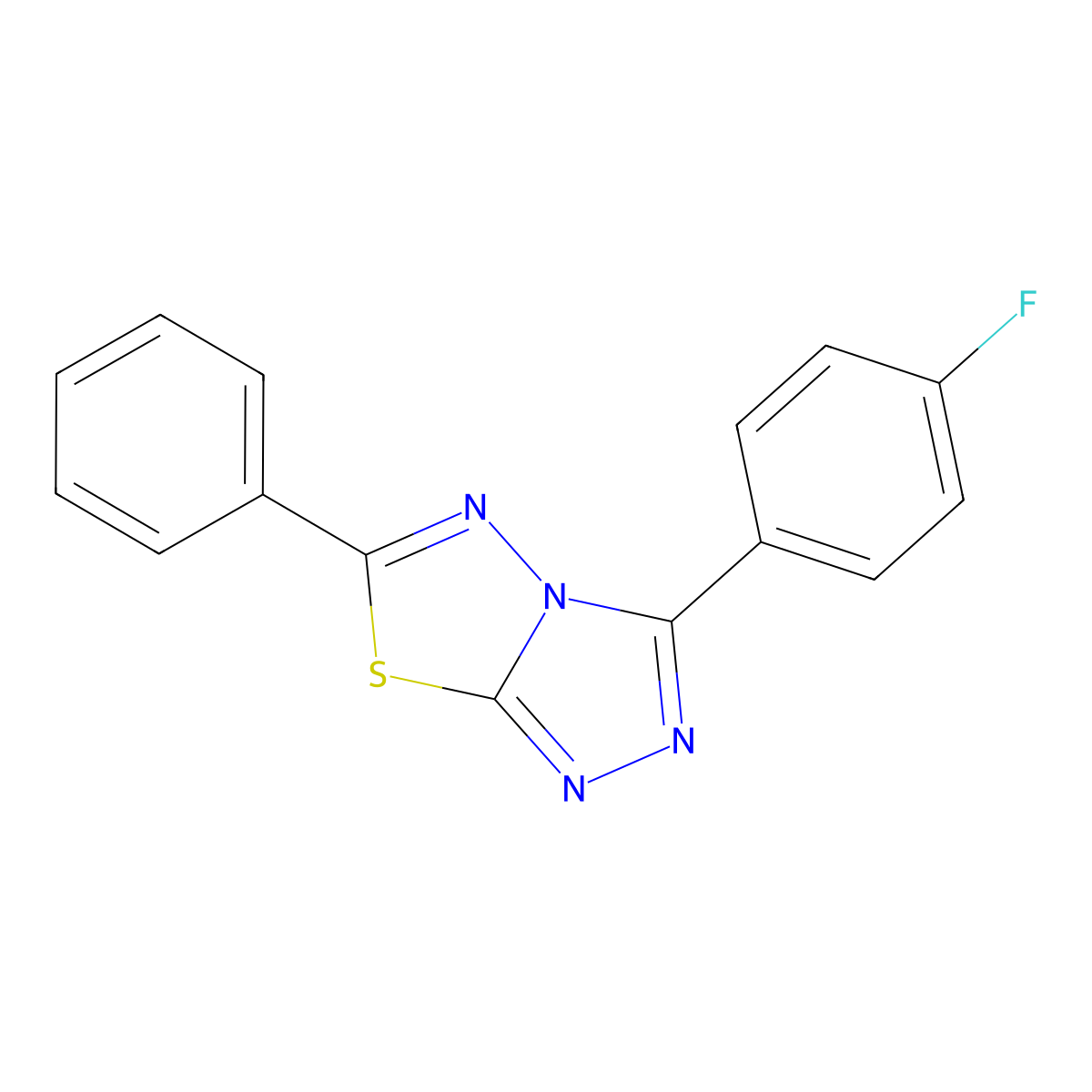 3-(4-Fluorophenyl)-6-phenyl-[1,2,4]triazolo[3,4-b][1,3,4]thiadiazole molecular structure, CAS 353288-19-4