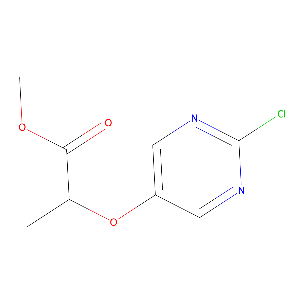 2-Chloro-5-[1-(methoxycarbonyl)ethoxy]pyrimidine molecular structure, CAS 353292-84-9
