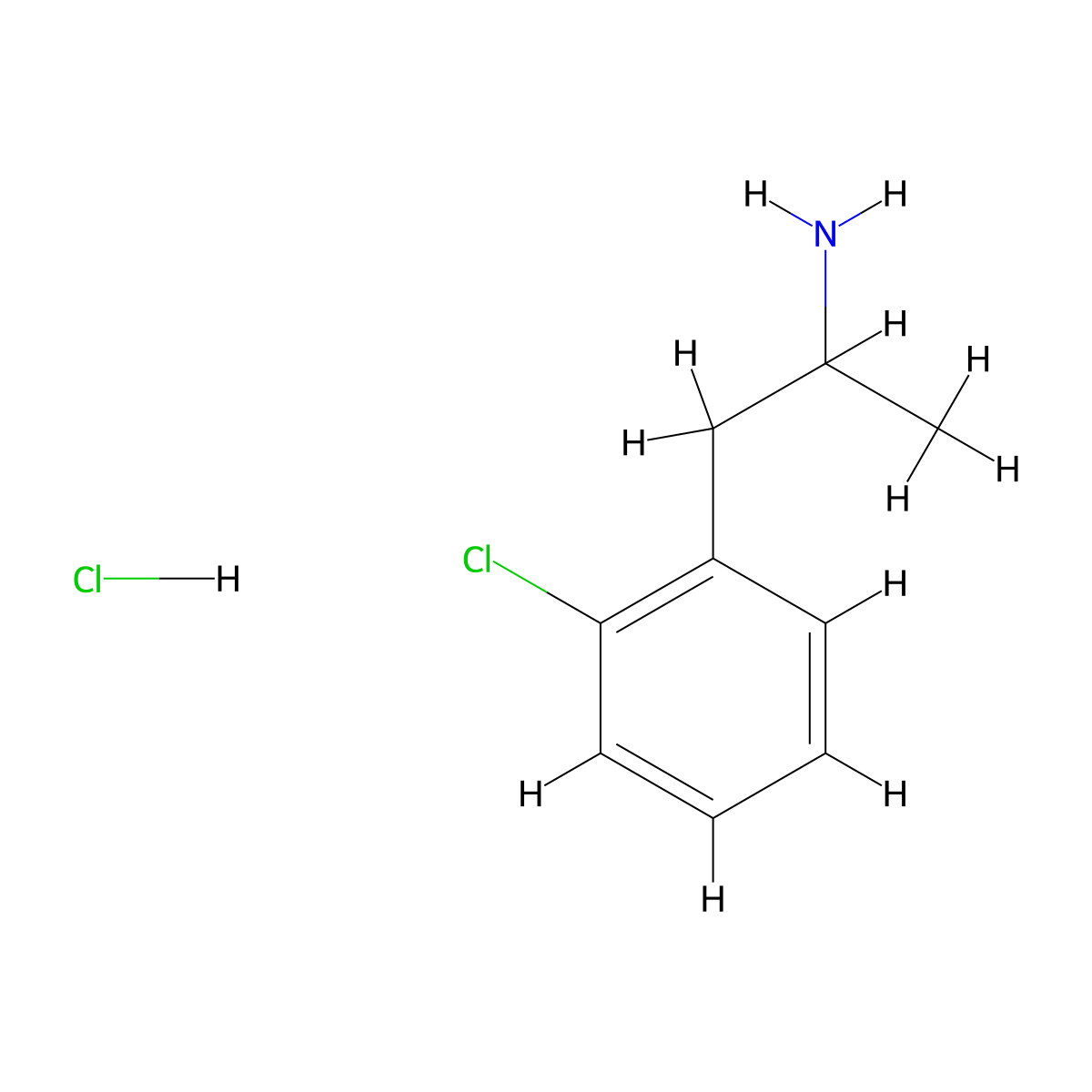 2-Chloroamphetamine hydrochloride molecular structure, CAS 35334-29-3
