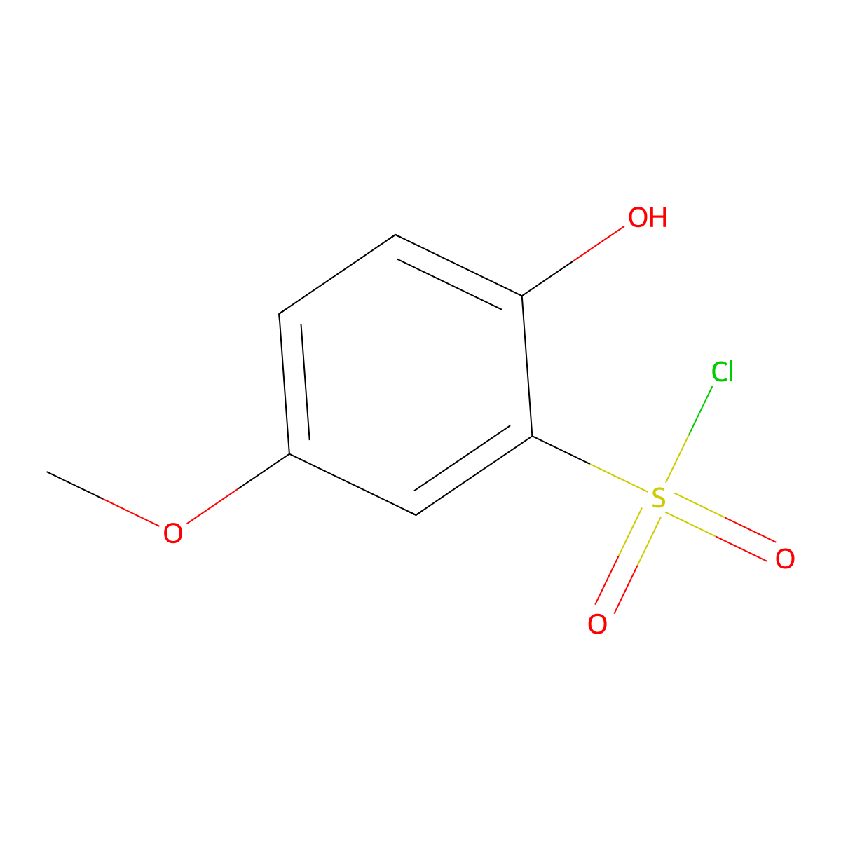 2-Hydroxy-5-methoxybenzene-1-sulfonyl chloride molecular structure, CAS 35338-04-6
