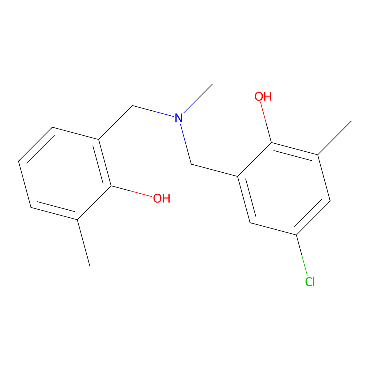 4-Chloro-2-({[(2-hydroxy-3-methylphenyl)methyl](methyl)amino}methyl)-6-methylphenol molecular structure, CAS 3534-81-4