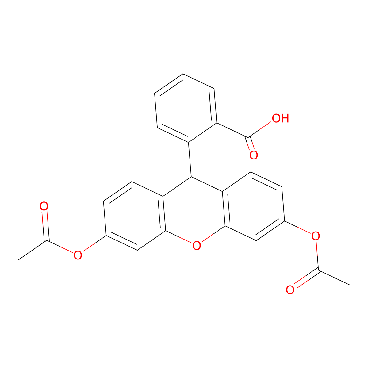 Dihydrofluorescein diacetate molecular structure, CAS 35340-49-9