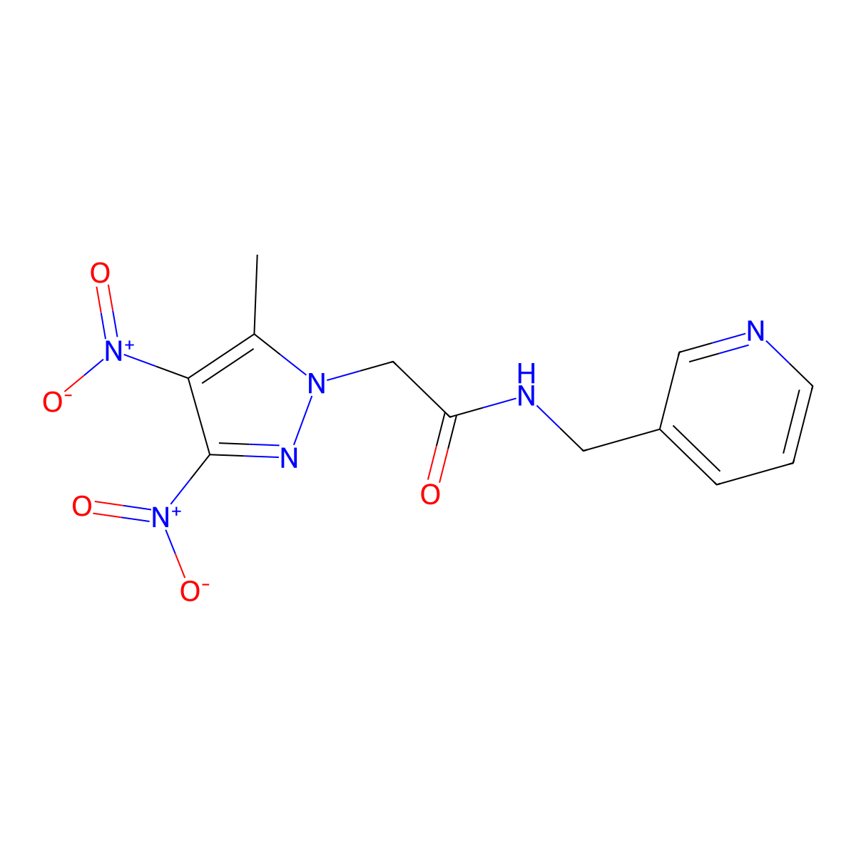 2-(5-methyl-3,4-dinitropyrazol-1-yl)-N-(pyridin-3-ylmethyl)acetamide molecular structure, CAS 353455-17-1