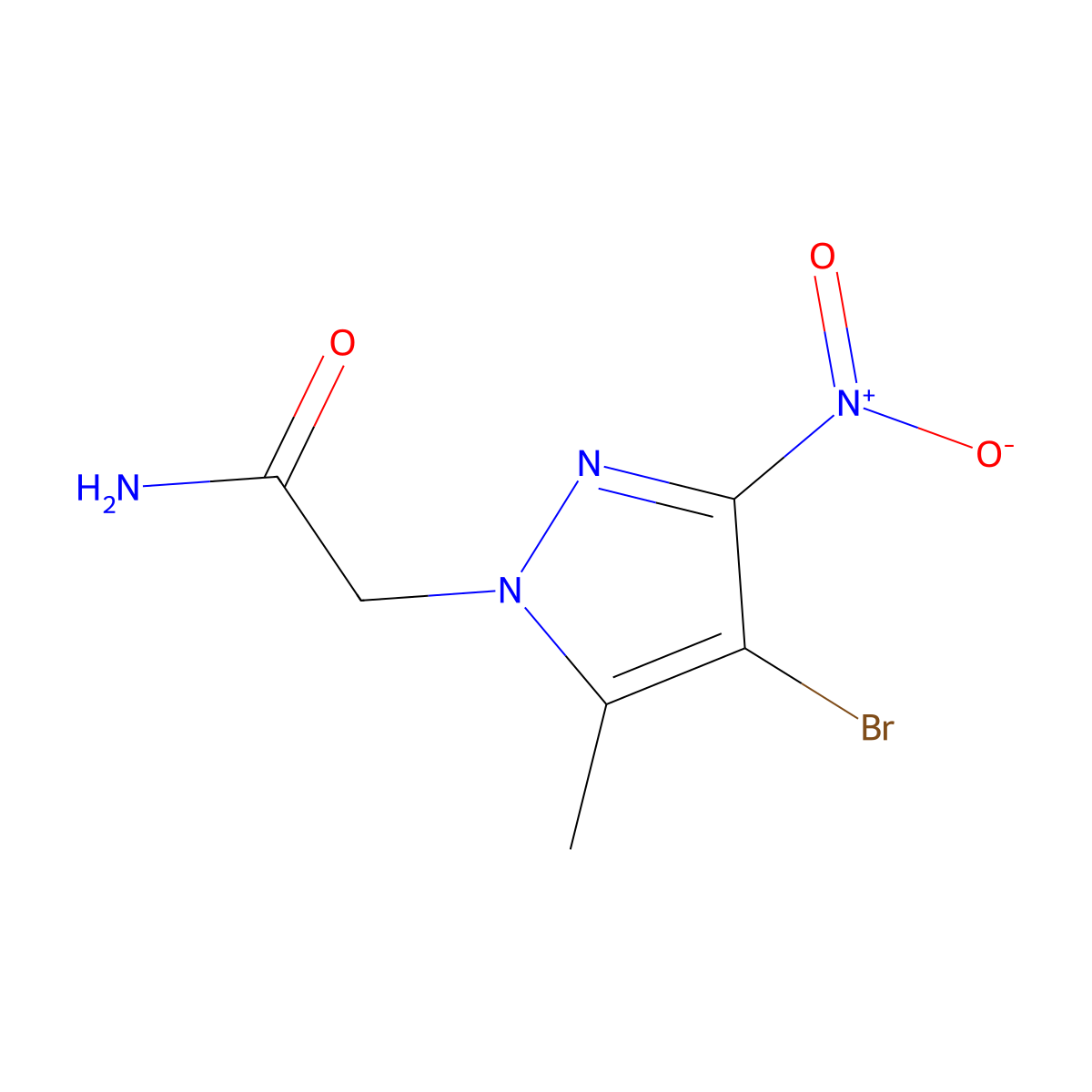 2-{4-bromo-3-nitro-5-methyl-1H-pyrazol-1-yl}acetamide molecular structure, CAS 353455-18-2
