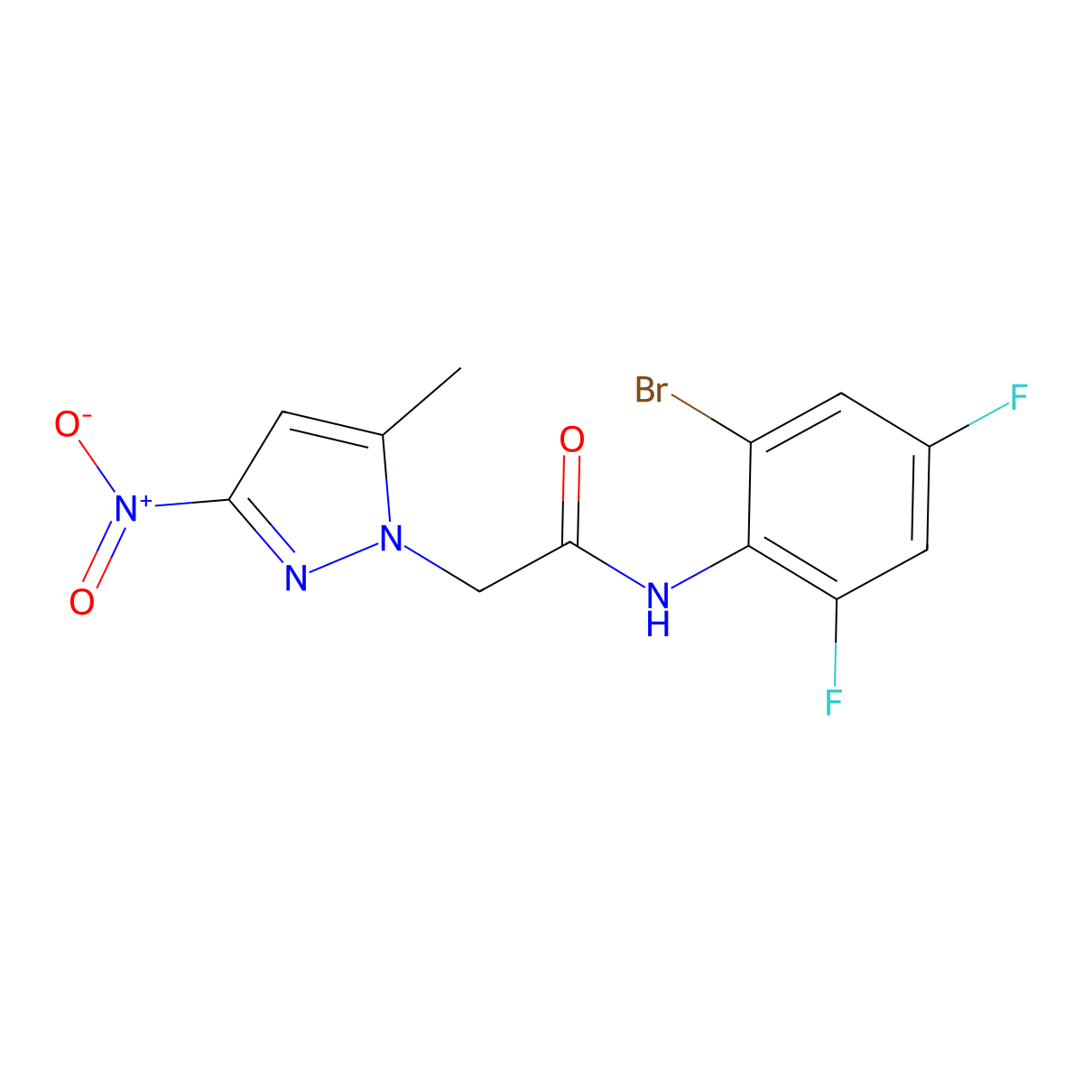 N-(2-bromo-4,6-difluorophenyl)-2-(5-methyl-3-nitro-1H-pyrazol-1-yl)acetamide molecular structure, CAS 353455-20-6